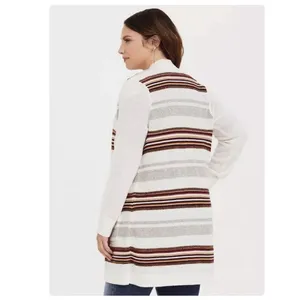 Torrid Ivory Colorful Stripes Shawl Knit Open Front Cardigan‎ Sweater Size 2X thumbnail 3