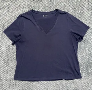 Quince Women's V-neck Short Sleeve Tee Navy Blue Size Medium thumbnail 1