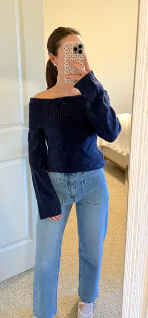 off the shoulder sweater Blue thumbnail 1