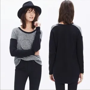 Madewell Chronicle Texture Pullover Sweater Colorblock S Black Gray thumbnail 6