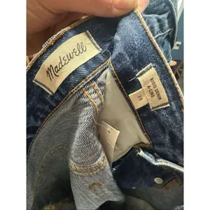Madewell rigid denim A-line distressed raw hem skirt thumbnail 4