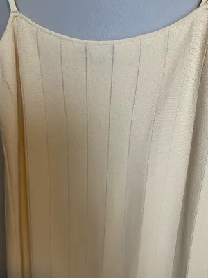 ZARA Ribbed Dress Knit Midi Cream fit and flare L thumbnail 6