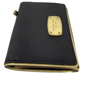 Michael Kors Small Black Foldable Wallet with Gold Trim thumbnail 3