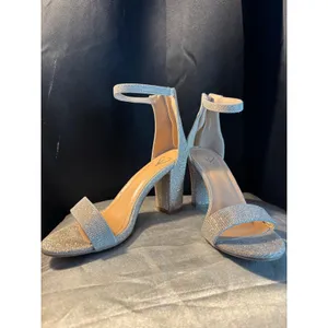 Windsor Champagne Gold Glitter Block Heels Ankle Strap Sandals Formal Evening thumbnail 8