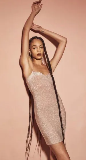 Reformation NWT Kyla Dress - Taupe Sparkle - M thumbnail 1