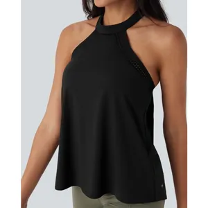 NWT Halara SoftlyZero™ Airy Halter Draped Cool Touch Yoga Top-UPF50+‎ Black Sz M thumbnail 4