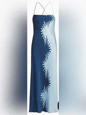 NEW Significant Other Flossie Abstract Bias-Cut Blue slip Maxi Dress sz 8 thumbnail 2