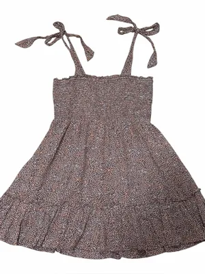 Aerie Boho Smocked Brown Ditsy Floral Tie-Strap Mini Dress M thumbnail 3