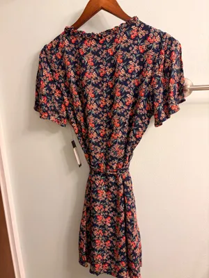 Lulus Audacious Audrey Navy Blue Floral Print Wrap Dress thumbnail 3