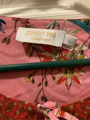 Johnny Was Pink Floral Boho Blouse with Red Accents thumbnail 3