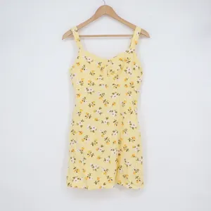 Old Navy Yellow Floral Rayon Mini Sundress Smocked Back Medium thumbnail 2