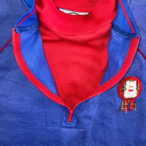 Vintage Nu Nu Sport Quarter Zip‎ Pullover Sweatshirt Teddy Bear Plaid Patch 90s thumbnail 9