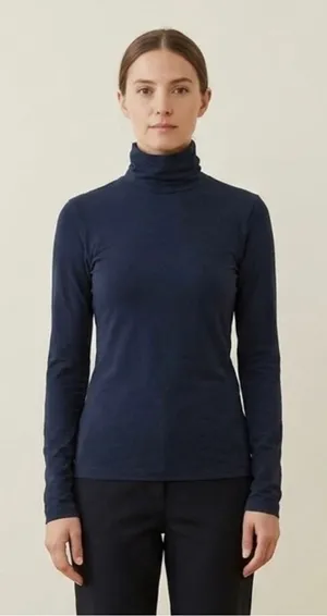 J.Crew Tissue Turtleneck Top Womens Size Large L Black Long Sleeve Cotton Knit thumbnail 1