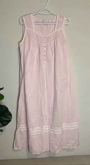 Eileen West Light Rosy Pink Sleeveless Midi Night Dress with Button Front thumbnail 1