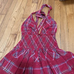 Loveshackfancy‎ NWT Deanna Halter Dress in Cherry Red Tartan Plaid Size XS thumbnail 4