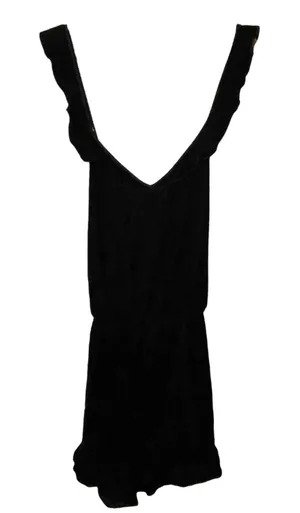 NWT Taylor Black One Piece Velvet Ruffle Trim Cross Back‎ Romper Sz 12-Flawed thumbnail 1