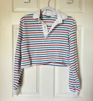 Vintage Striped Cropped Long Sleeve Top thumbnail 2
