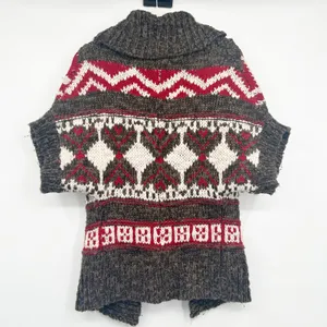 Abercrombie & Fitch Womens Brown Y2K Fair Isle Cabincore Chunky Knit Cardigan XS thumbnail 8