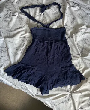 Venus navy halter tie romper thumbnail 5
