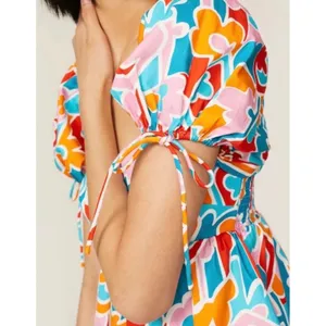 NWT Amanda Uprichard‎ Sicily Babydoll Mini Dress Miami Print Size Medium thumbnail 4