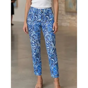 Lilly Pulitzer Kelly Skinny Ankle Pants Iris Blue Zanzibar Zoo Jacquard Womens 0 thumbnail 3