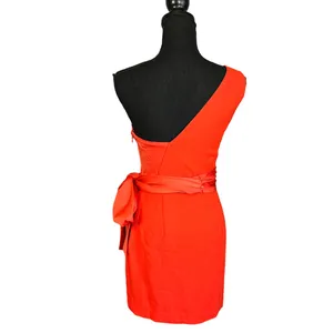 NBD One Shoulder Mini Cocktail Dress XS Bustier Red Orange Designer $200 NEW thumbnail 7