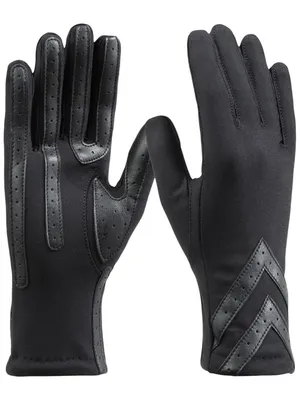 NWT Isotoner Signature Womens Water-Repellent Heritage Chevron Gloves Black S/M thumbnail 1