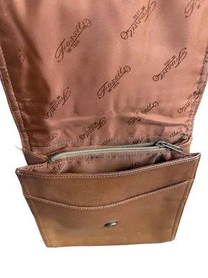 Fossil 75082 Cognac Leather Crossbody Bag Flap Front Purse Snap One Size Women's thumbnail 8