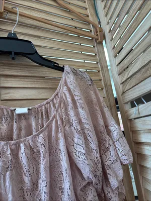 Pretty Good Dusty Pink Lace Peasant Blouse Large thumbnail 2