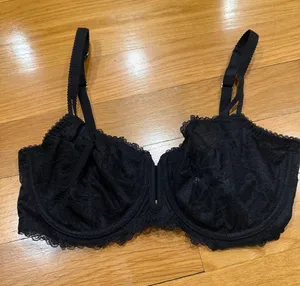 Auden black lace unlined balconette coverage underwire bra size 34D. thumbnail 1