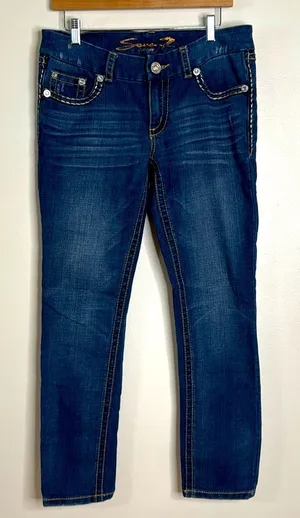 Seven7‎ dark wash skinny denim jeans size 10 ladies cute festival thumbnail 1