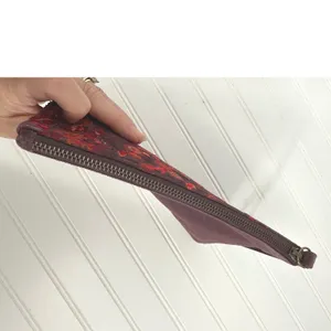Lucky Brand Wristlet Pouch Women OS Burgundy Floral Embroidered Suede Boho thumbnail 4