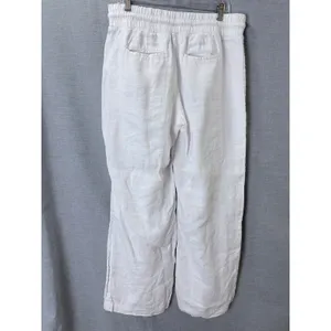 Athleta Cabo Linen Wide Leg‎ Pant White Drawstring Elastic Waist 14 thumbnail 2