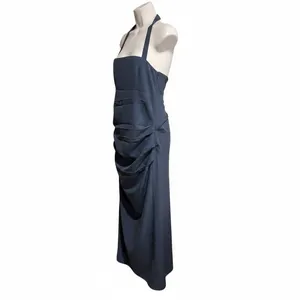 LIONESS 1999 Maxi Dress Blue Large L Halter Neck Ruched thumbnail 8