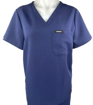 Jaanuu Women's Blue Short Sleeve Pocket Medical Scrub Pants 2 Pc Set Size M thumbnail 3
