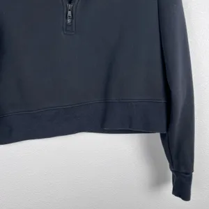 Fabletics Womens Cropped 1/4 Zip Pullover‎ Black Sweatshirt LS2149972-0001 Sz M thumbnail 4