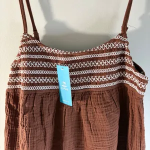 Cupshe Brown Gauze Smocked Romper Embroidered Bohi Summer‎ Beach Jumpsuit NEW thumbnail 3