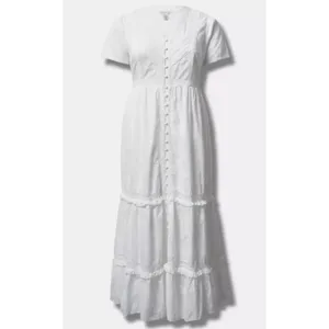 Torrid Festi Maxi Cotton Voile Crochet Detail Dress 1 White 14 16 Tiered Eyelet thumbnail 3