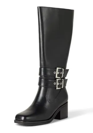 The Drop Women's Sage Tall Biker Boot with Buckles, Black, NWT size 7.5 thumbnail 1