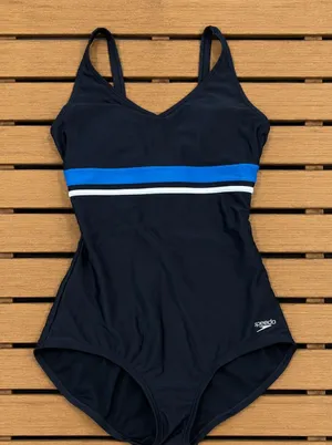 Speedo Empire Splice Swimsuit One Piece Women's Size M Black Beach Pool EUC thumbnail 1