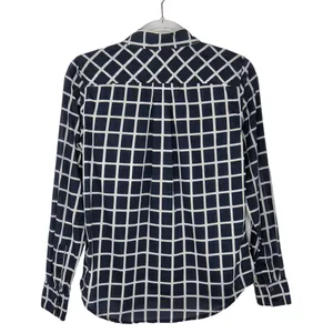 Tommy Hilfiger Navy Blue Grid Block Checkered Button Down Shirt Women's Small thumbnail 3