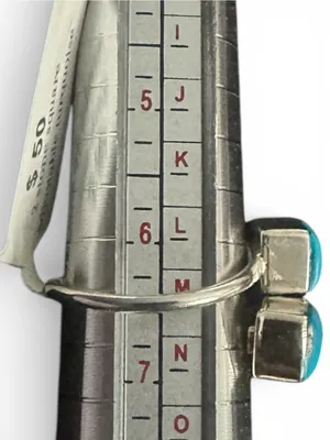 Sterling Silver Turquoise Double Stone Ring thumbnail 2