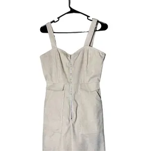 Nasty Gal Corduroy Cream Zip Up‎ Jumpsuit Size 6 thumbnail 2