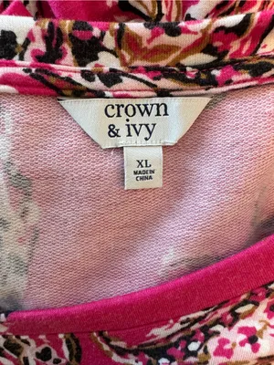 Crown & Ivy Pink Paisley Printed Prairie Ruffle Hem Long Sleeve Mini Dress Sz XL thumbnail 4