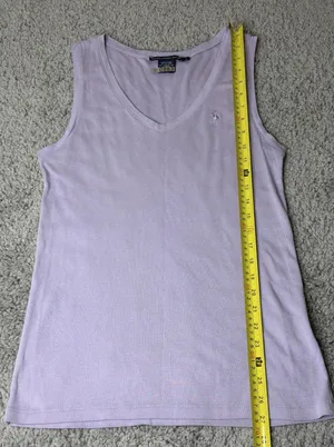 Ralph Lauren Sport Womens Purple V Neck Tank Top Cotton Lyocell Size L thumbnail 1