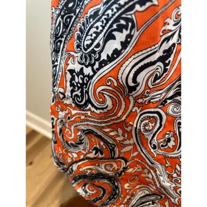 Ann Taylor Top Orange Navy Paisley Racerback Spaghetti Strap Size M thumbnail 2