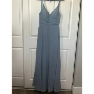 NWT Azazie Davis Bridesmaid Dress Chiffon Long Formal Gown Dusty Blue A4‎ thumbnail 2