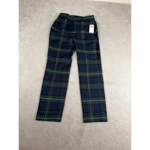 NWT‎ Lauren Ralph Lauren Plaid Tartan Cuffed Ankle Trousers Women's 2 Wool Navy thumbnail 2