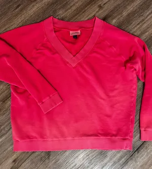 Universal Threads Neon Red/Pink Pullover Vneck Sweatshirt Size XL thumbnail 1