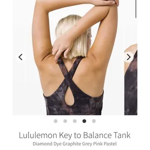 Lululemon Key To Balance Tank Top Size 4 Diamond Dye Graphite Grey Pink Pastel thumbnail 8